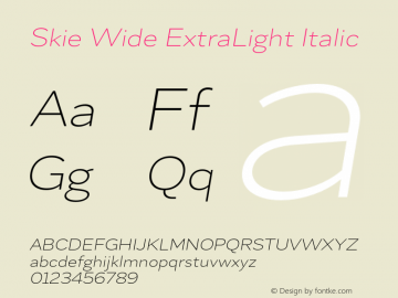 Skie Wide ExtraLight Italic Version 1.000;hotconv 1.0.109;makeotfexe 2.5.65596图片样张