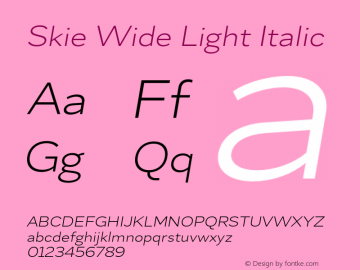 Skie Wide Light Italic Version 1.000;hotconv 1.0.109;makeotfexe 2.5.65596图片样张