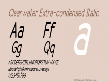 Clearwater-ExtracondensedItalic Version 1.000 Font Sample