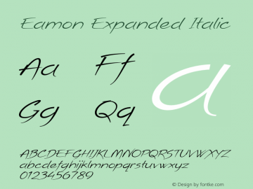 Eamon-ExpandedItalic Version 1.000 Font Sample