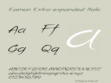 Eamon-ExtraexpandedItalic Version 1.000 Font Sample