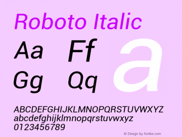 Roboto Italic Version 1.03  (JB 4.1) Font Sample