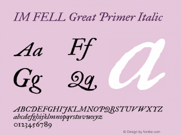 IM FELL Great Primer Italic 3.00图片样张