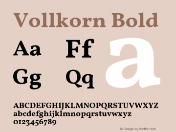 Vollkorn Bold Version 4.015 Font Sample