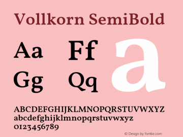 Vollkorn SemiBold Version 4.015 Font Sample