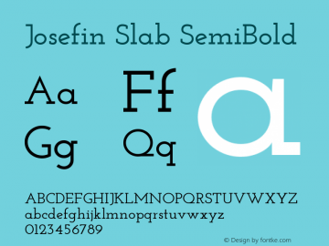 Josefin Slab SemiBold Version 1.001 Font Sample