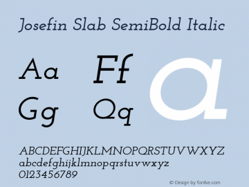 Josefin Slab SemiBold Italic Version 1.001图片样张