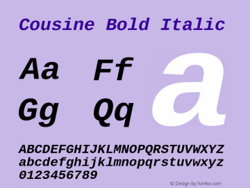 Cousine Bold Italic Version 1.21 Font Sample