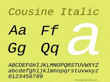 Cousine Italic Version 1.21 Font Sample