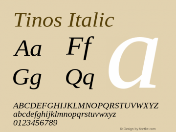 Tinos Italic Version 1.23 Font Sample
