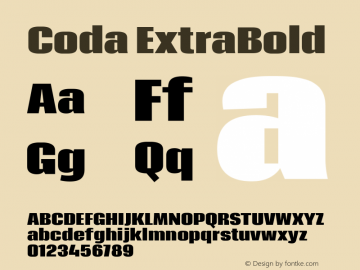 Coda ExtraBold Version 2.001; ttfautohint (v0.8) -r 50 -G 200 -x图片样张
