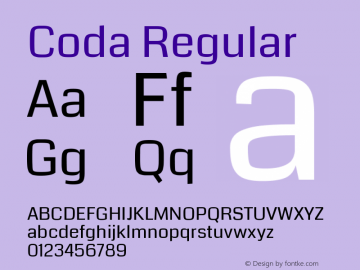 Coda Regular Version 2.001; ttfautohint (v0.8) -r 50 -G 200 -x Font Sample