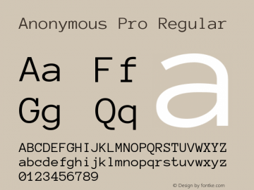 Anonymous Pro Regular Version 1.003 Font Sample