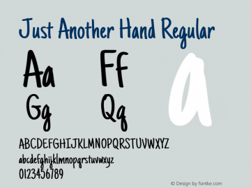 Just Another Hand Regular Version 1.001 Font Sample