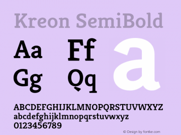 Kreon SemiBold Version 2.001 Font Sample