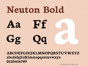 Neuton Bold Version 1.560 Font Sample