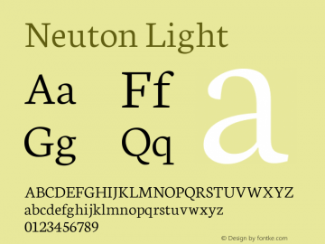 Neuton Light Version 1.560 Font Sample