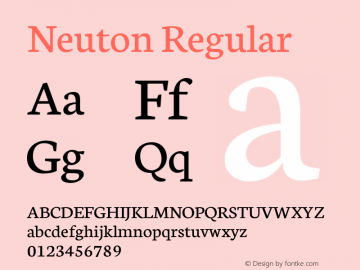 Neuton Regular Version 1.560 Font Sample