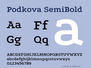 Podkova SemiBold Version 2.102; ttfautohint (v1.8.1.43-b0c9) Font Sample