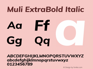 Muli ExtraBold Italic Version 2.000 Font Sample