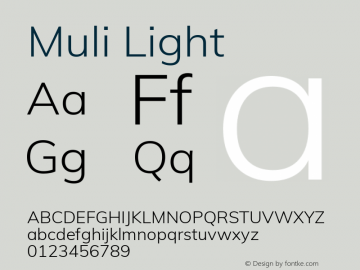 Muli Light Version 2.000 Font Sample