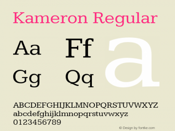 Kameron Version 1.000 Font Sample