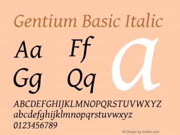Gentium Basic Italic Version 1.102; 2013; Maintenance release图片样张