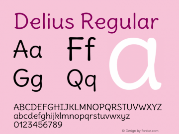 Delius-Regular Version 1.001 Font Sample