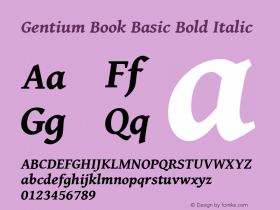 Gentium Book Basic Bold Italic Version 1.102; 2013; Maintenance release图片样张