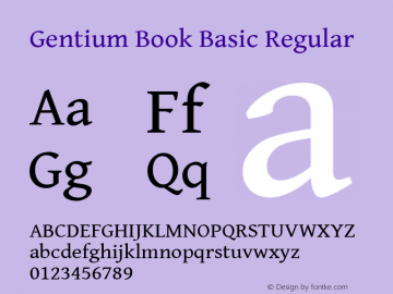 Gentium Book Basic Version 1.102; 2013; Maintenance release图片样张
