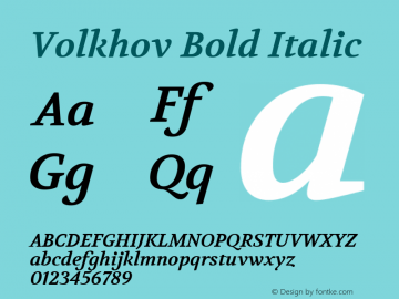 Volkhov Bold Italic Version 1.001图片样张