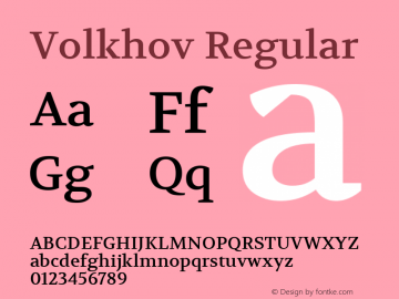 Volkhov Regular Version 1.010 Font Sample