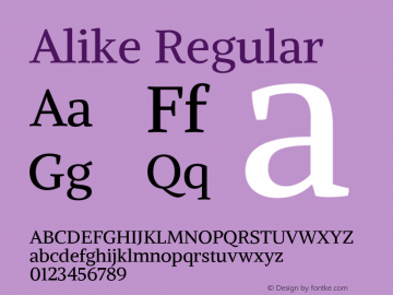 Alike Regular Version 1.213 Font Sample