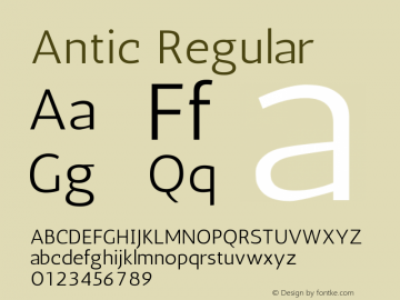 Antic Regular Version 1.0012 Font Sample