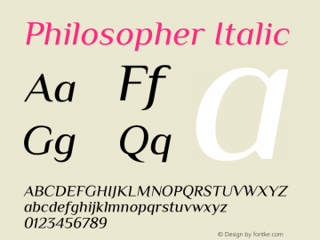 Philosopher Italic Version 2.000 Font Sample