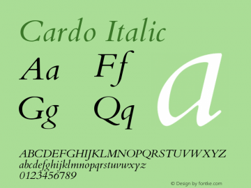 Cardo Italic Version 0.991 Font Sample