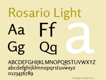 Rosario Light Version 1.101; ttfautohint (v1.8.1.43-b0c9) Font Sample