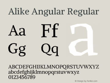 Alike Angular Regular Version 1.211 Font Sample