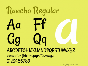 Rancho Regular Version 1.001 Font Sample