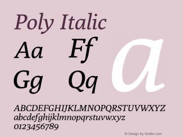 Poly-Italic Version 1.003 Font Sample