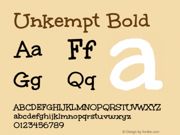 Unkempt Bold Version 1.002 Font Sample