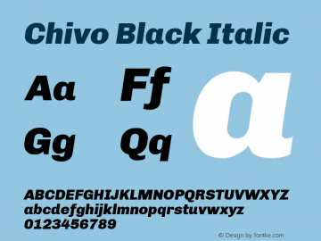 Chivo Black Italic Version 1.007 Font Sample