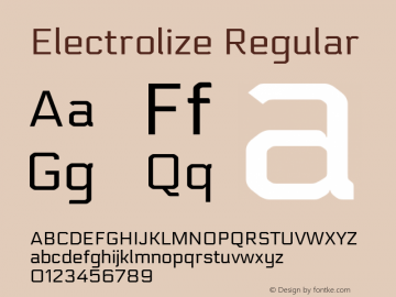 Electrolize Version 1.002 Font Sample