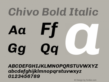 Chivo Bold Italic Version 1.007 Font Sample