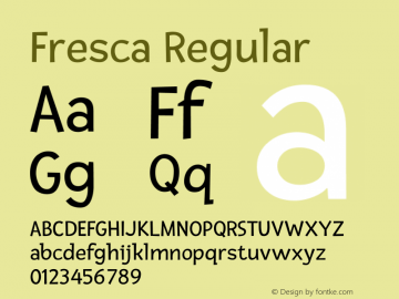 Fresca-Regular Version 1.001 Font Sample
