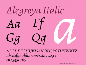 Alegreya Italic Version 2.003; ttfautohint (v1.6)图片样张