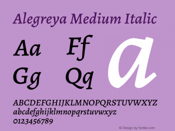 Alegreya Medium Italic Version 2.003; ttfautohint (v1.6)图片样张