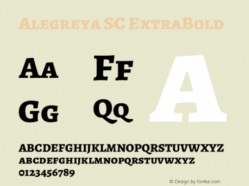 Alegreya SC ExtraBold Version 2.003; ttfautohint (v1.6) Font Sample