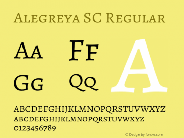 Alegreya SC Regular Version 2.003; ttfautohint (v1.6) Font Sample