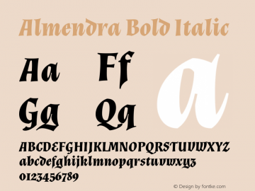 Almendra Bold Italic Version 1.004图片样张